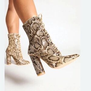 Snakeskin Patterned Ankle Boots